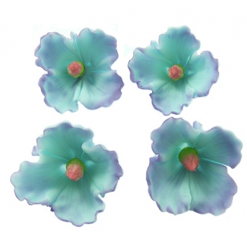 Kwiaty cukrowe malwa niebieska do dekoracji tortu 4 sztuki